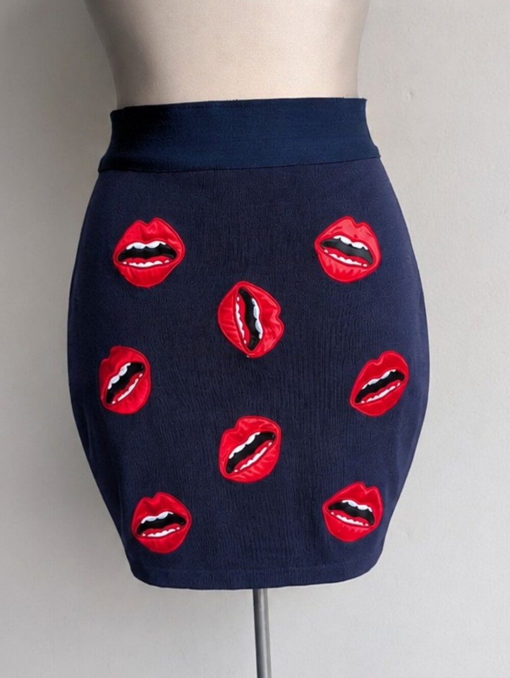 Sweewe Paris Mini Skirt with Red Lip Appliqués